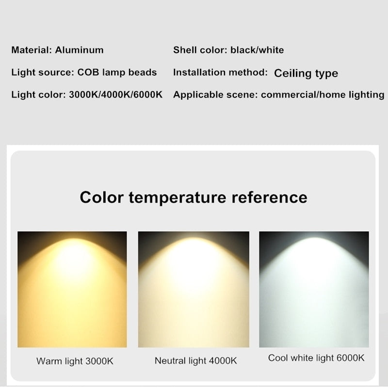 Surface mounted downlight round ceiling light living room ceiling spotlight led ceiling light aisle led downlight 7W 12W 15W