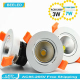 Dimmable LED COB chip downlight dimmer 3W 5W 7W 3pcs lot Recessed white led lamp epistar LED Ceiling light Spot Light Lamp bulb