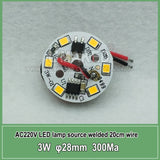 led pcb smd2835 with 20cm wire, led bead smart IC driver for bulb light, 3w 5w 7w 12w 15w 9W 40mm AC 220v downlight source