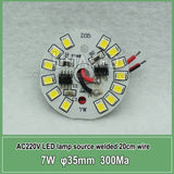 led pcb smd2835 with 20cm wire, led bead smart IC driver for bulb light, 3w 5w 7w 12w 15w 9W 40mm AC 220v downlight source