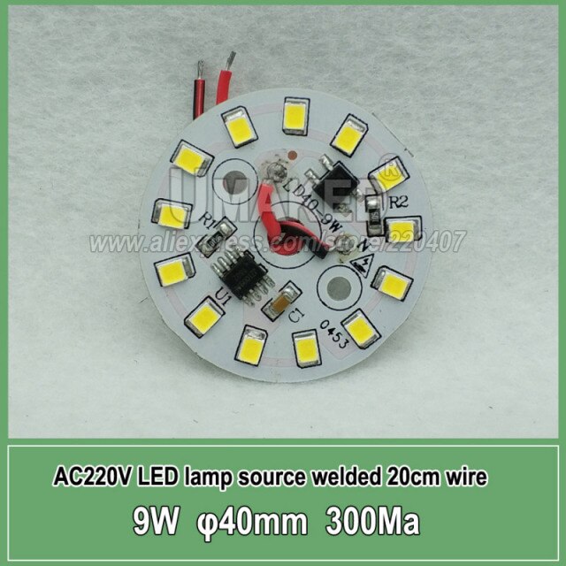 led pcb smd2835 with 20cm wire, led bead smart IC driver for bulb light, 3w 5w 7w 12w 15w 9W 40mm AC 220v downlight source