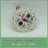 led pcb smd2835 with 20cm wire, led bead smart IC driver for bulb light, 3w 5w 7w 12w 15w 9W 40mm AC 220v downlight source