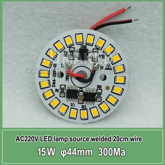 led pcb smd2835 with 20cm wire, led bead smart IC driver for bulb light, 3w 5w 7w 12w 15w 9W 40mm AC 220v downlight source