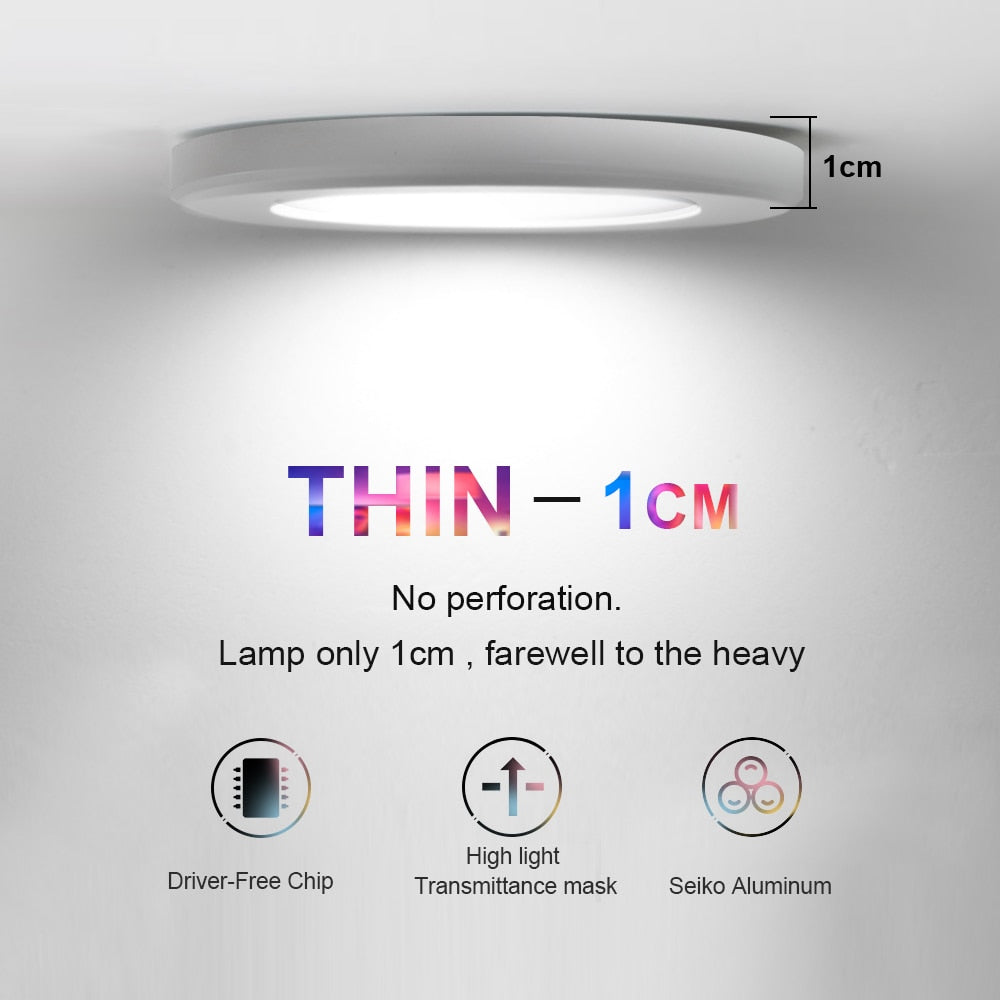 Ceiling Lighting LED Downlight AC 220V 3W 5W 7W LED Spot Light Temputer Ultra-thin Punch-free Ceiling Type Round Ring Lamp Home