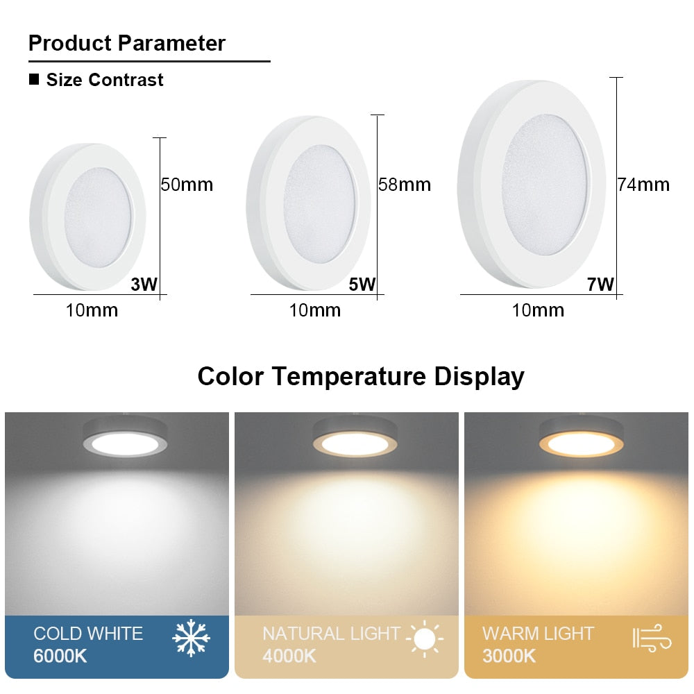 Ceiling Lighting LED Downlight AC 220V 3W 5W 7W LED Spot Light Temputer Ultra-thin Punch-free Ceiling Type Round Ring Lamp Home