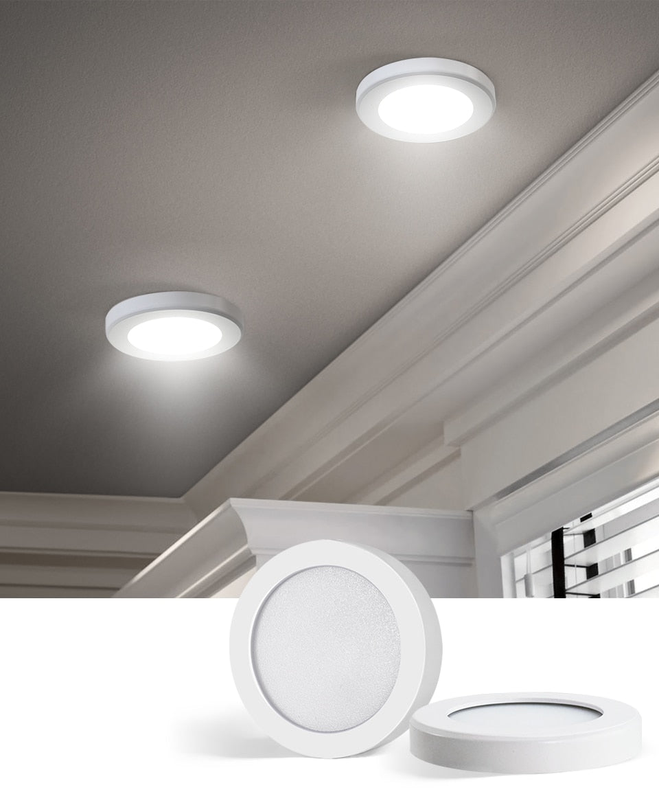 Ceiling Lighting LED Downlight AC 220V 3W 5W 7W LED Spot Light Temputer Ultra-thin Punch-free Ceiling Type Round Ring Lamp Home