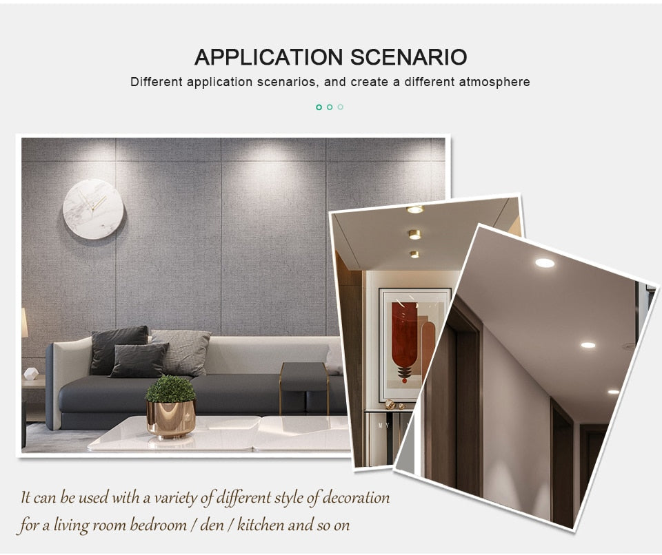 Ceiling Lighting LED Downlight AC 220V 3W 5W 7W LED Spot Light Temputer Ultra-thin Punch-free Ceiling Type Round Ring Lamp Home