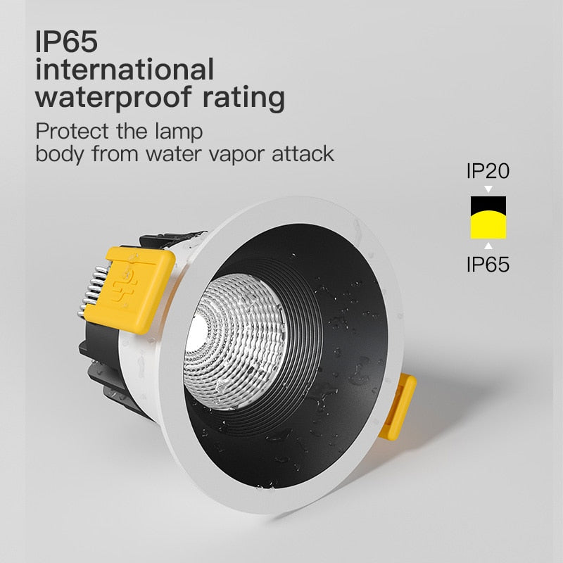 XrzLux High CRI Deep Anti-glare Round Embedded LED Downlight 10W COB Ceiling Spotlight IP65 Waterproof Recessed Led Ceiling Lamp