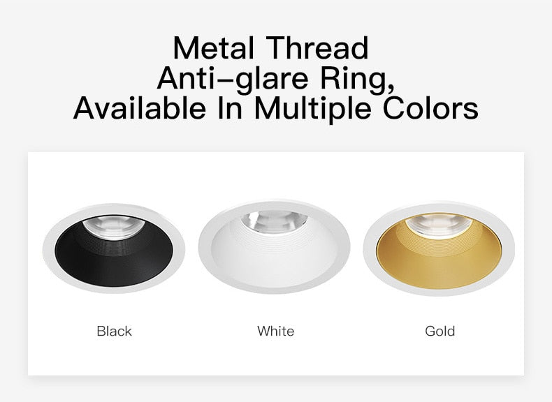 XrzLux High CRI Deep Anti-glare Round Embedded LED Downlight 10W COB Ceiling Spotlight IP65 Waterproof Recessed Led Ceiling Lamp