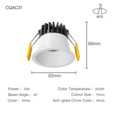 XrzLux High CRI Deep Anti-glare Round Embedded LED Downlight 10W COB Ceiling Spotlight IP65 Waterproof Recessed Led Ceiling Lamp