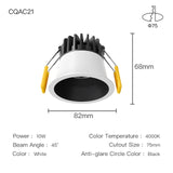 XrzLux High CRI Deep Anti-glare Round Embedded LED Downlight 10W COB Ceiling Spotlight IP65 Waterproof Recessed Led Ceiling Lamp