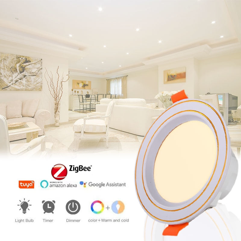 LED Downlight 10W Recessed Round LED Ceiling Lamp AC85-265V  Indoor Lighting Warm White Cold White Work With Tuya Zigbee 3.0 Hub