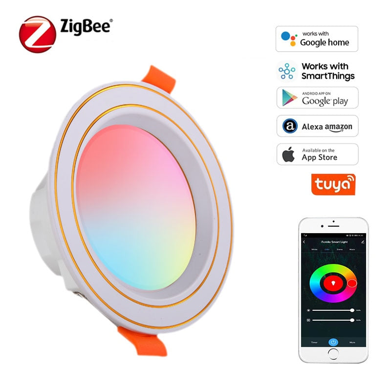 LED Downlight 10W Recessed Round LED Ceiling Lamp AC85-265V  Indoor Lighting Warm White Cold White Work With Tuya Zigbee 3.0 Hub