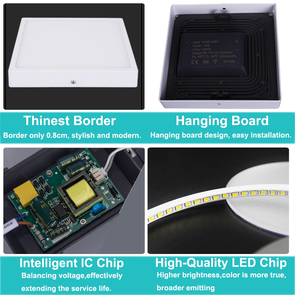 KHLITEC 2 PACK Ultra Thin Design LED panel 8W 16W 22W 30W Ceiling Recessed Led Downlight Square Panel Led Home Indoor Lamp