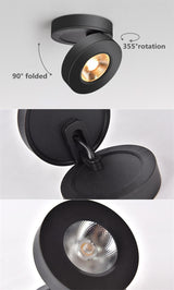 Folding Round shape COB LED Ceiling Lights 7W 9W 12W Surface Mounted Led Downlights Spot Light 360° Rotation AC220V