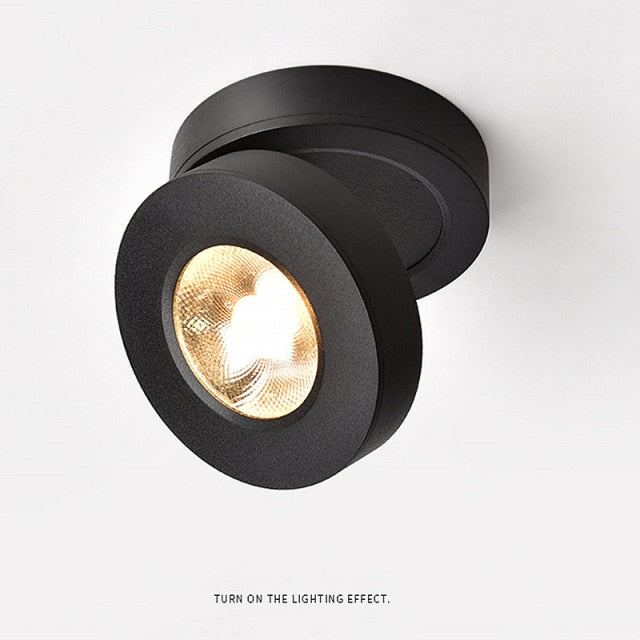 Folding Round shape COB LED Ceiling Lights 7W 9W 12W Surface Mounted Led Downlights Spot Light 360° Rotation AC220V