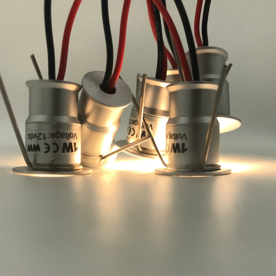 1W IP65 Mini LED Spotlight Dimmable 15mm 2mm Recessed Downlight Indoor 12V Spot Light Ceiling Lamp Showcase Display Lighting