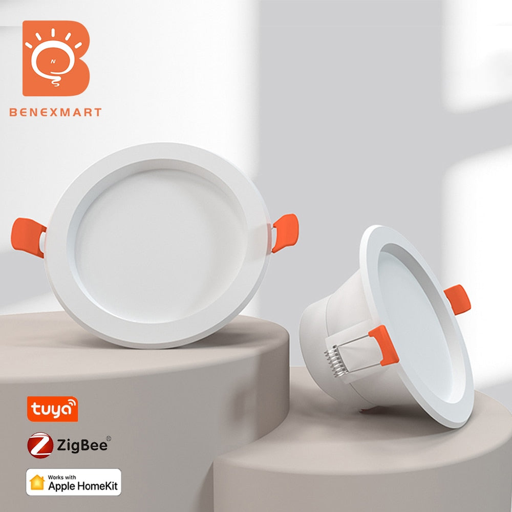 Benexmart 10W 15W LED Downlight for Ceiling RGBCW Tuya Zigbee Smart Dimmer Lamp Zemismart Zigbee Hub Control Alexa Google Home