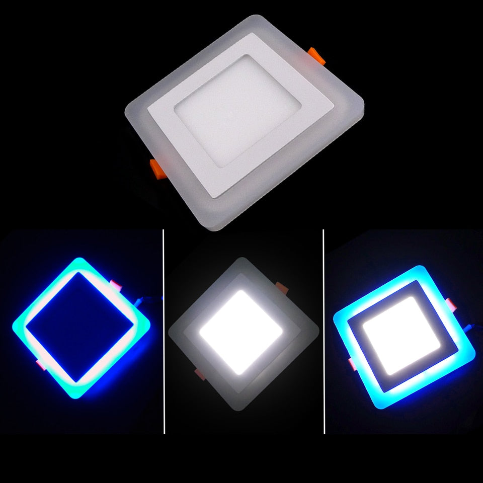 LED Ceiling Recessed panel Light 6W 12W 16W 24W Panel lamp decoration round square Led Panel Downlight Blue+White 2 color