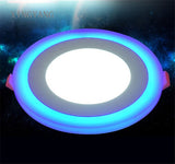 LED Ceiling Recessed panel Light 6W 12W 16W 24W Panel lamp decoration round square Led Panel Downlight Blue+White 2 color