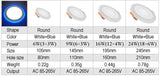 LED Ceiling Recessed panel Light 6W 12W 16W 24W Panel lamp decoration round square Led Panel Downlight Blue+White 2 color