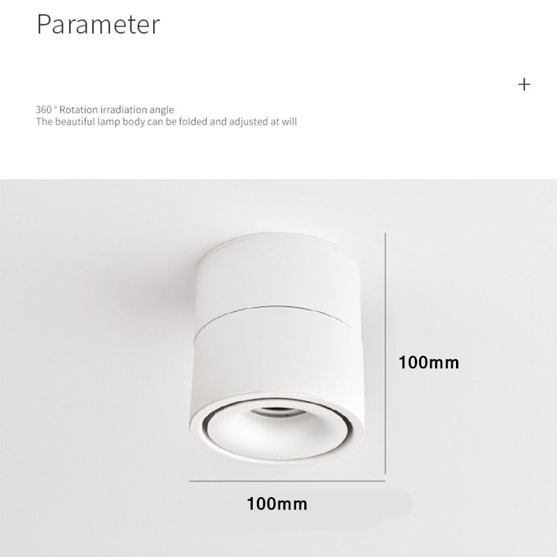 Dimmable folding surface mounted spotlight led living room ceiling ceiling downlight cob adjustable angle clothing store 10W 15W
