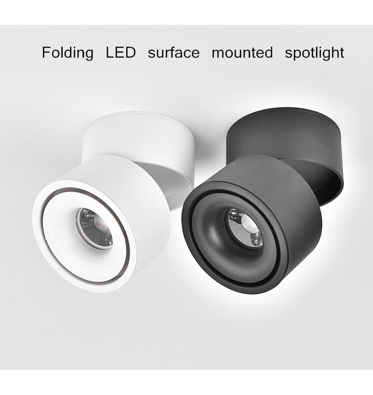 Dimmable folding surface mounted spotlight led living room ceiling ceiling downlight cob adjustable angle clothing store 10W 15W