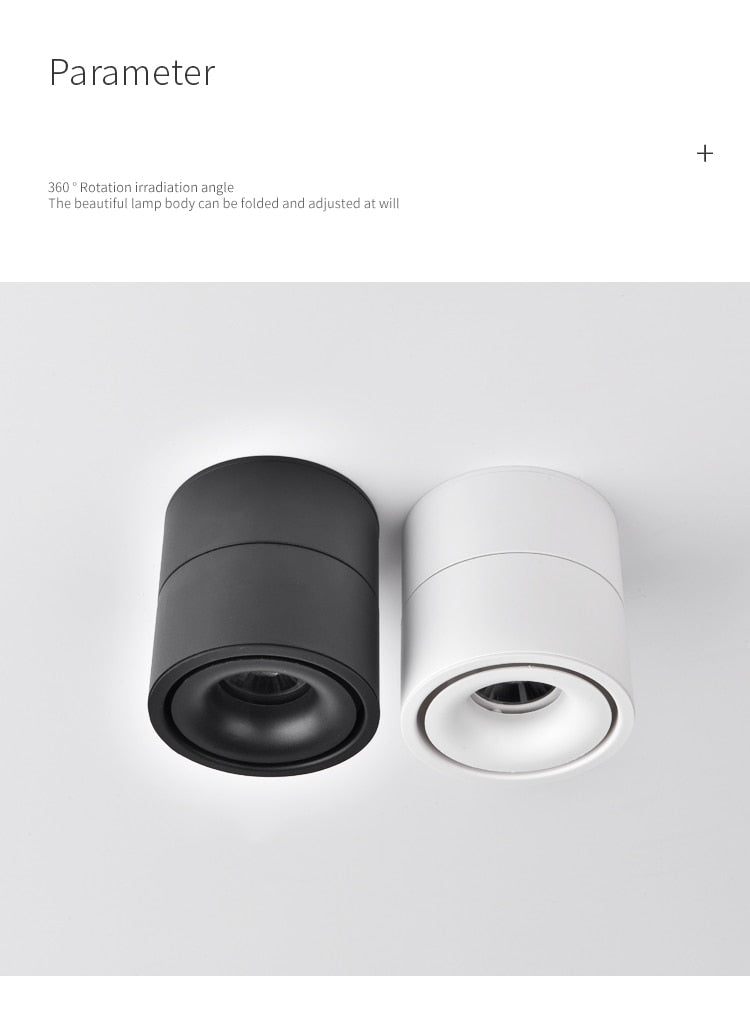 Dimmable folding surface mounted spotlight led living room ceiling ceiling downlight cob adjustable angle clothing store 10W 15W