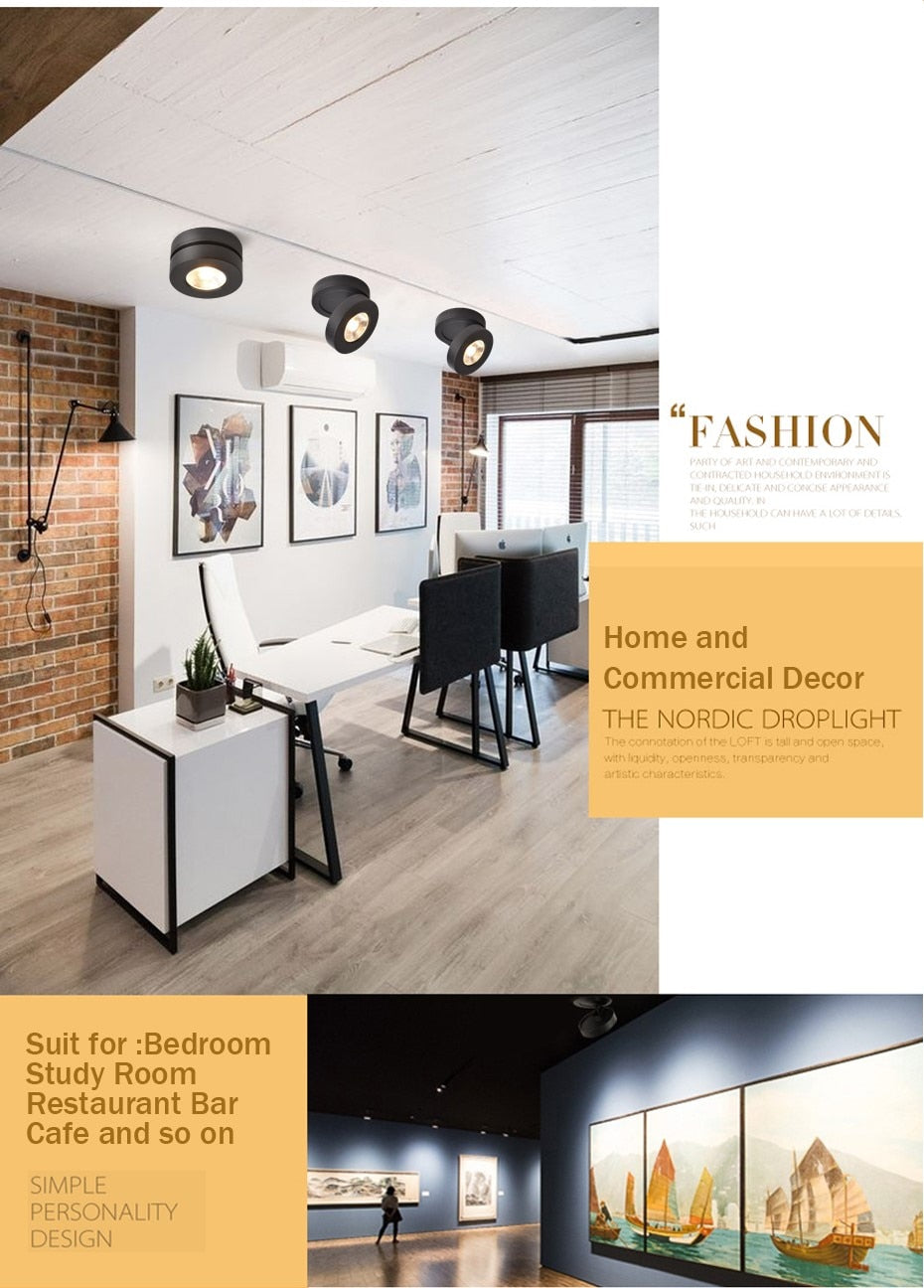 DBF Angle Adjustable LED Surface Mounted Downlight 360 Degree Rotatable 3W 5W 7W Ceiling Spot Light 3000K/4000K/6000K 220V Spotlight