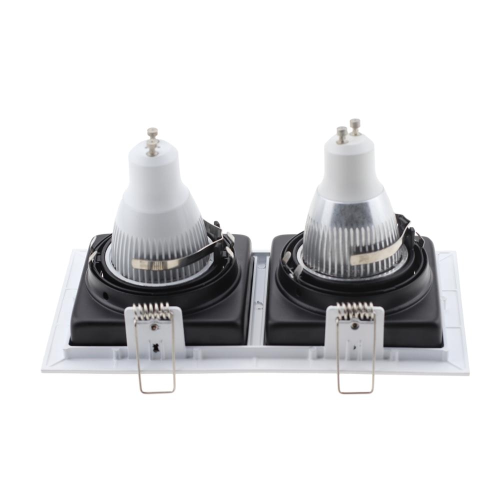 Commercial Lighting Square Led Adjustable Recessed Downlight GU10 Bulb Fixture Holder White Black MR16 LED Spot Lamp Frame