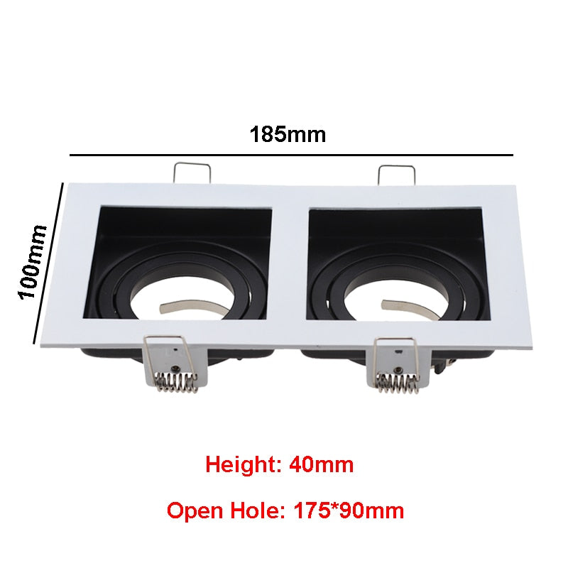 Commercial Lighting Square Led Adjustable Recessed Downlight GU10 Bulb Fixture Holder White Black MR16 LED Spot Lamp Frame