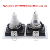 Commercial Lighting Square Led Adjustable Recessed Downlight GU10 Bulb Fixture Holder White Black MR16 LED Spot Lamp Frame