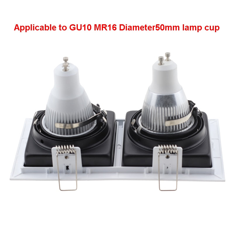 Commercial Lighting Square Led Adjustable Recessed Downlight GU10 Bulb Fixture Holder White Black MR16 LED Spot Lamp Frame