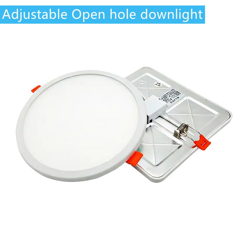 Ultra Thin Square LED Panel Light 6W 8W 15W 20W Aluminum Round Ceiling Recessed Downlight Open Hole Adjustable AC220V-240V
