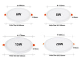 Ultra Thin Square LED Panel Light 6W 8W 15W 20W Aluminum Round Ceiling Recessed Downlight Open Hole Adjustable AC220V-240V