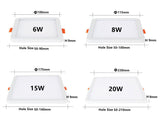 Ultra Thin Square LED Panel Light 6W 8W 15W 20W Aluminum Round Ceiling Recessed Downlight Open Hole Adjustable AC220V-240V