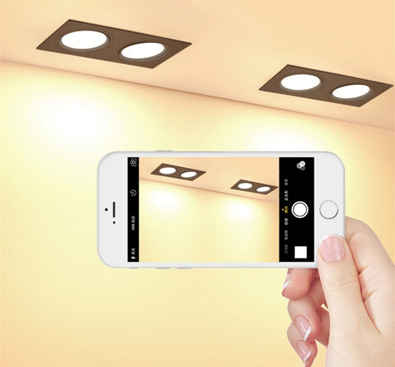 Square Bright Recessed white black LED Dimmable Downlight COB 7W 10W 15W 20W 30WLED Spot light decoration Ceiling Lamp AC85-265V