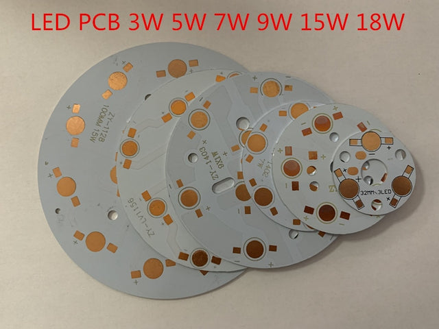 LED PCB Chip beads 1W 3W 5W 7W 9W 12W 15W 18W 10PCS High Power Heat Sink Aluminum 23MM 32MM 78MM 90MM 100M Base Plate Downlight