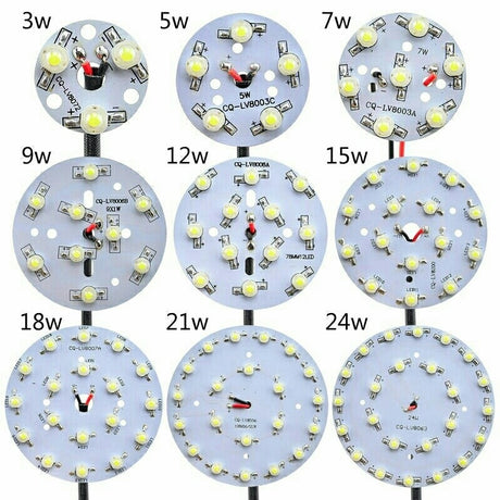 LED PCB Chip beads 1W 3W 5W 7W 9W 12W 15W 18W 10PCS High Power Heat Sink Aluminum 23MM 32MM 78MM 90MM 100M Base Plate Downlight