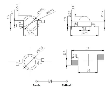 Real Full Watt 1W 3W High Power LED lamp Bulb Diodes SMD 110-120LM LEDs Chip For 10 -1000 pcs 3W - 18W Spot light Downlight