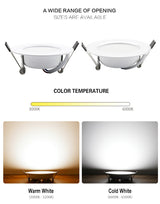 LED Downlight Ceiling 7W 9W 12W 15W 18W 6Pcs/lot AC 220V 240V Waterproof Round Recessed Spot Light Home Decor Warm Cold White