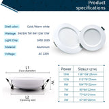 LED Downlight 3W 5W 7W 9W 12W 15W 6pcs/lot AC220V 240V Warm Cold White Recessed LED Lamp Spot Light Led Bulb For Bedroom Kitchen