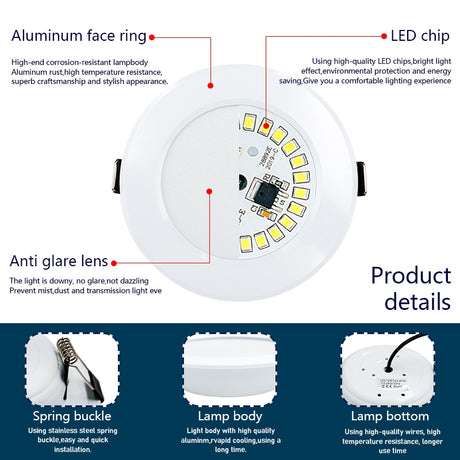 LED Downlight 3W 5W 7W 9W 12W 15W 6pcs/lot AC220V 240V Warm Cold White Recessed LED Lamp Spot Light Led Bulb For Bedroom Kitchen