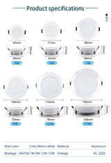LED Downlight 3W 5W 7W 9W 12W 15W 6pcs/lot AC220V 240V Warm Cold White Recessed LED Lamp Spot Light Led Bulb For Bedroom Kitchen