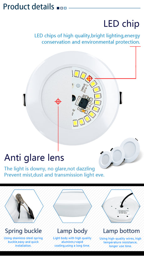 LED Downlight 3W 5W 7W 9W 12W 15W 6pcs/lot AC220V 240V Warm Cold White Recessed LED Lamp Spot Light Led Bulb For Bedroom Kitchen