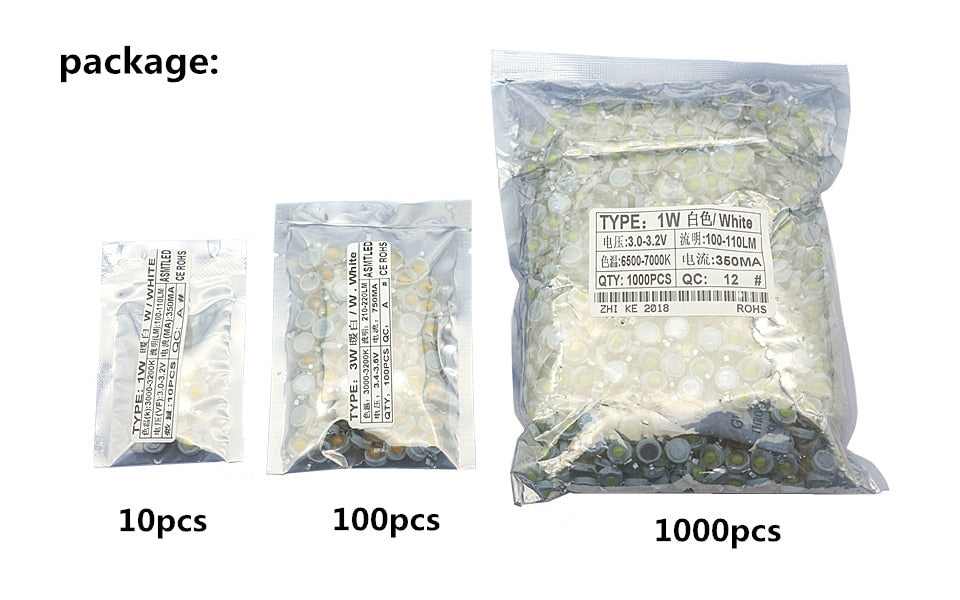 LED COB Lamp Chip 1W 3W 3.2-3.6V 10-1000Pcs Input 100-220LM Mini LED Bulb Diode SMD For DIY LED Floodlight Spotlight Downlight