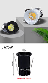 Mini LED Spot Downlights COB 3W 5W Recessed Led Spots 220v Dimmable Light for Ceiling Cabinet Showcase Loft Decorations