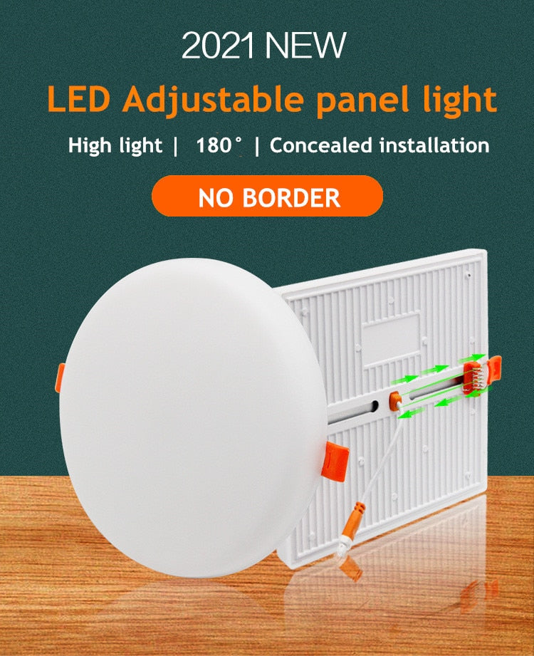 Ultra Thin Round/Square LED Panel Light 10W 18W 24W 36W Aluminum Ceiling Recessed Downlight AC 85-265V open hole adjustable