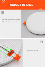 Ultra Thin Round/Square LED Panel Light 10W 18W 24W 36W Aluminum Ceiling Recessed Downlight AC 85-265V open hole adjustable