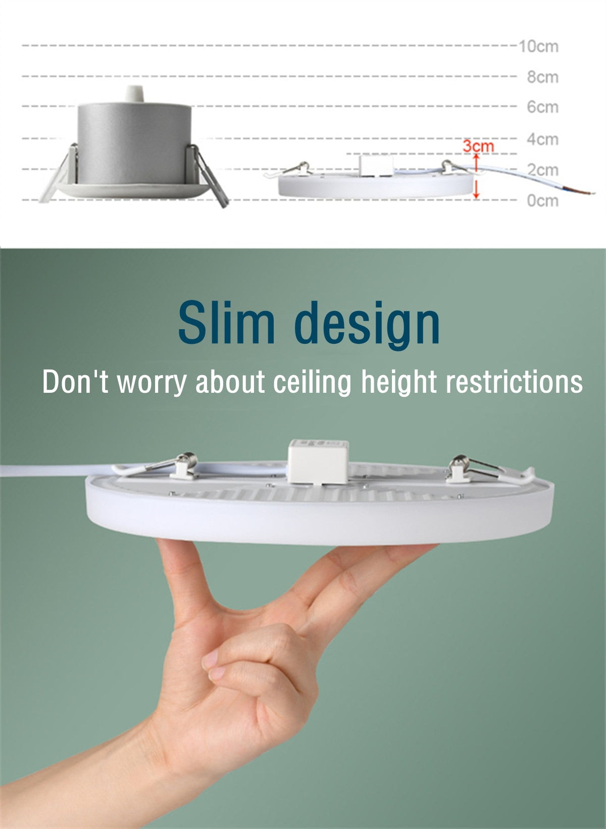 Ultra Thin Round/Square LED Panel Light 9W 18W 24W 36W  Ceiling Lamp Recessed Downlight AC 220V open hole adjustable